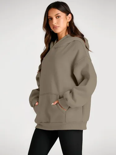 Miniatura 75 de Trendy Queen - Sudaderas extragrandes con capucha para mujer, suéteres de manga larga, sin botones, de vellón, de otoño, ropa de invierno