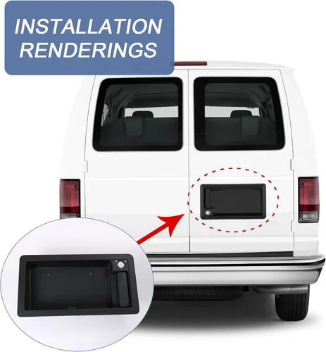 Miniatura 4 de JDMSPEED Nueva manija de puerta de carga trasera y placa de matrícula de repuesto para Ford Van E150 E250 E350