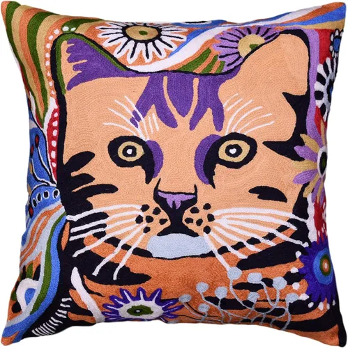 Miniatura 12 de Picasso - Funda de almohada de gato morado, almohada bordada a mano, cojín abstracto de gato, cara de gato en almohada, almohadas decorativas