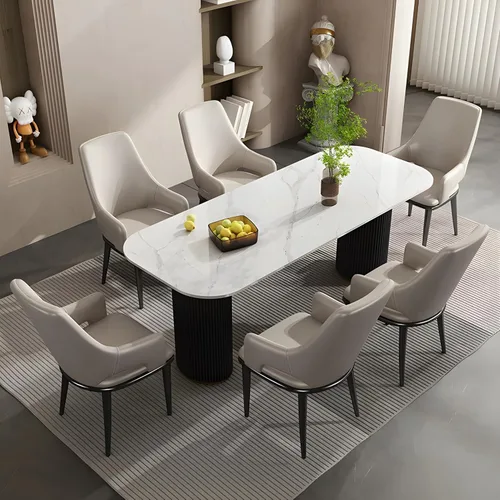 Miniatura 11 de Juego de 2 sillas de comedor modernas, sillas de metal con costuras y patas de metal, sillas de cocina modernas tapizadas de piel sintética, silla