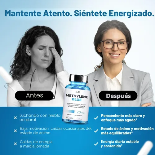 Miniatura 4 de Ultimate Methylene Blue Cápsulas para humanos 20 mg – Combustible de enfoque y vitaminas de memoria Grado farmacéutico de metileno azul 2%