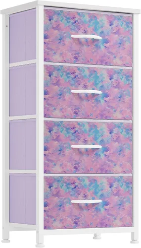 DWVO Cómoda con 4 cajones – Unidad de torre de almacenamiento, cómoda para dormitorio, sala de estar, armarios – Marco de acero resistente, parte