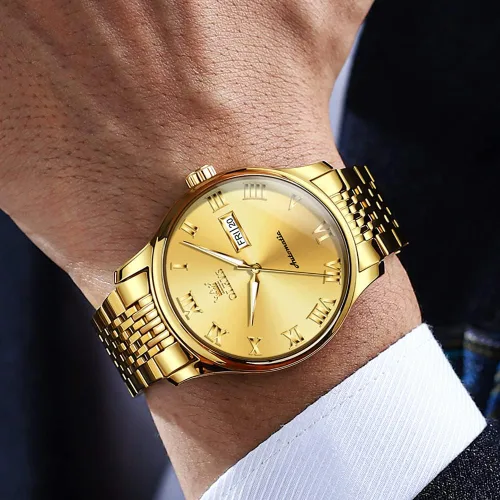 Miniatura 3 de OLEVS Relojes automáticos para hombre, de lujo, de cuerda automática, reloj de pulsera mecánico, de acero inoxidable, impermeable, luminoso, fecha