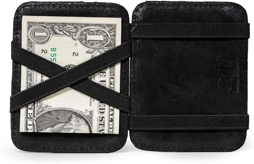 Miniatura 2 de CoFi Magic Wallet - Cuero auténtico de grano completo hecho a mano - Más de 12 patrones únicos, Negro -, Moderno