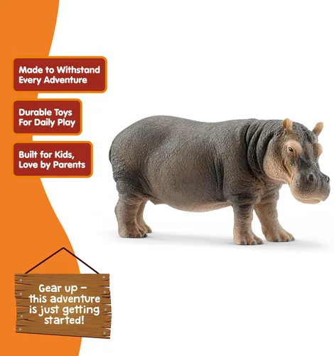 Miniatura 3 de Schleich Wild Life - Figura de hipopótamo realista y detallada, juguete para jugar y educar, altamente duradera y detallada, para niños y niñas