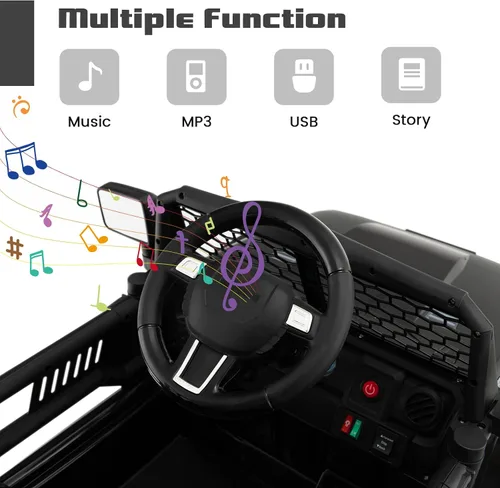 Miniatura 4 de OLAKIDS Camión de paseo para niños, vehículo eléctrico de 12 V con control remoto, juguete a batería para niños pequeños con 2 velocidades, Negro