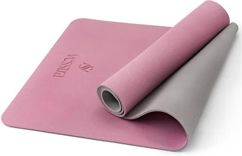Esterilla de yoga premium – Agarre de poliuretano antideslizante activado por el sudor I Base de goma natural I 0.157 in para yoga, pilates y Rosa