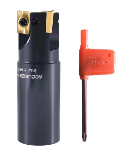 Miniatura 22 de Accusize Industrial Tools Molino de extremo indexable de hombro cuadrado de 90 grados de 1/2 '' con insertos de carburo Apkt11T3, 0056-0913