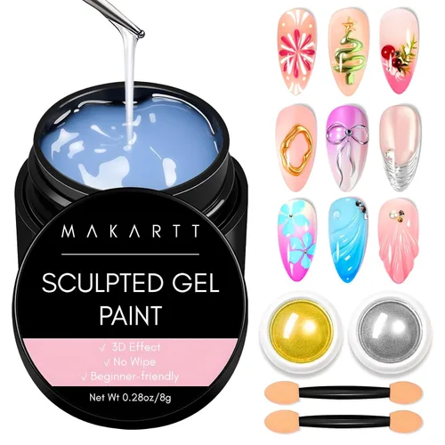 Miniatura 15 de Makartt Arte de Uñas en Gel 3D: Gel de Escultura 3D para Arte de Uñas, Polvo de Uñas Cromado Espejo, Esmaltes en Gel, Tallado, Pintura Metálica 3D
