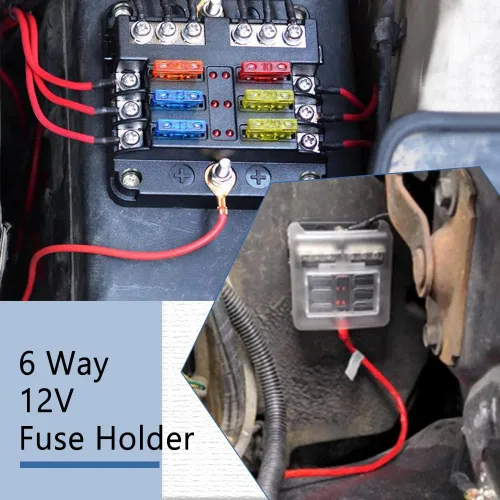 Miniatura 7 de deemars Caja de fusibles de 12 V de 6 vías, caja de bloques de fusibles de hoja LED de 6 circuitos, panel de fusibles ATC/ATO con indicador LED