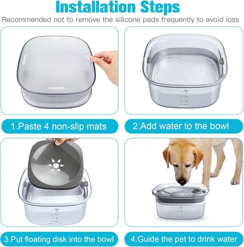 Miniatura 6 de UPSKY Cuenco de agua para perros de 70 onzas, 2 litros, sin derrames, gran capacidad, a prueba de derrames, alimentador de agua lento para mascotas