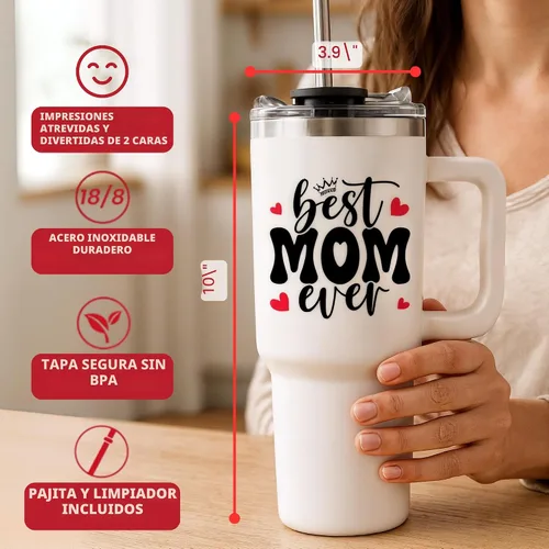Miniatura 4 de Regalos de Navidad para mamá - Mejor taza con asa de mamá de siempre de 40 onzas, taza de café para mamá, tazas de mamá, ideas de regalo para mamá