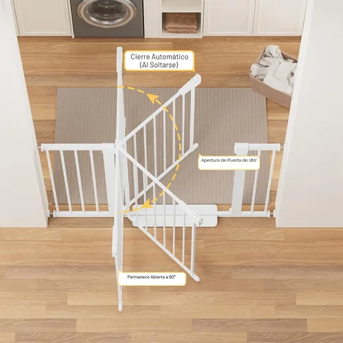 Miniatura 4 de Cumbor Puerta para Bebés de 29.7-48" para Escaleras, Ganadora del Premio Mom's Choice Awards - Puertas para Perros para Entradas, Puerta de Blanco