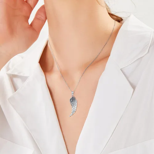 Miniatura 5 de LOOVE Collar de alas de ángel de plata de ley 925 colgante de ángel de la guarda regalo de joyería de ángel para mujeres niñas y hombres Plata