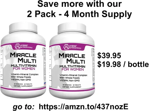 Miniatura 9 de MiracleMulti One a Day Multivitamínico para mujer con probióticos, biotina, ácido fólico, enzimas + mezcla de frutas y verduras, apoyo inmunológico