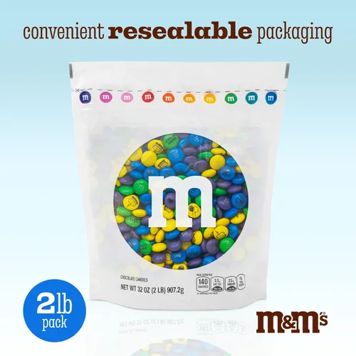 Miniatura 5 de M&M'S WORLD Caramelos de cumpleaños de chocolate con leche, 2 libras de dulces a granel para fiestas de cumpleaños, recuerdos de fiesta, rellenos