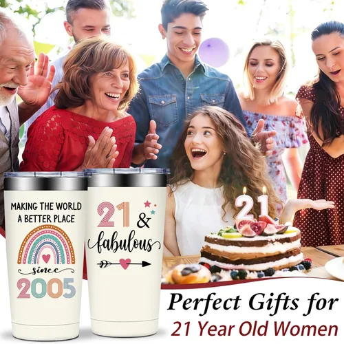 Miniatura 2 de Regalos de cumpleaños 21 para ella, decoraciones de cumpleaños 21 para mujeres, regalos de 21 años para mujeres, hija, niñas, vaso fabuloso 21 de 20