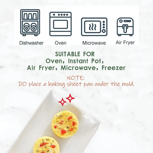 Miniatura 4 de Moldes de silicona para huevos, sartén para frittata, 3 pulgadas de profundidad Starbuc, moldes para bocados de huevo Dash, tazas de silicona, molde