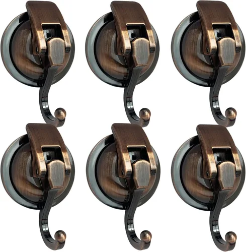 Miniatura 15 de Ganchos con ventosa, vidrio resistente, reutilizable, sin perforaciones, para bata de baño y guirnalda (plata, paquete de 4)