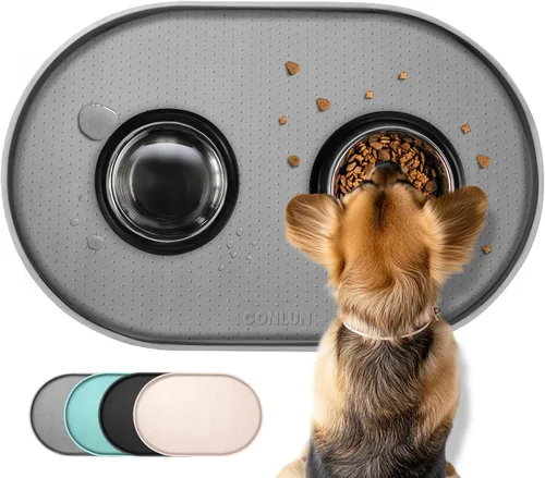 Miniatura 17 de Conlun Tapete de comida para perros, bordes elevados de 1/2 pulgada, tapete de alimentación para gatos para contención de derrames, tapete