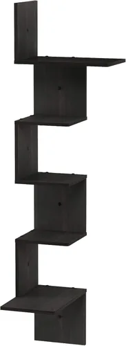 Miniatura 5 de Furinno Estantería radial para esquina de pared, montaje flotante de 3 niveles Espresso / negro
