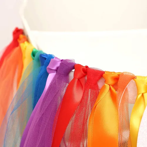 Miniatura 3 de Cartel de arco iris para silla de bebé, tutú para silla de bebé, decoración colgante de primer cumpleaños, baby shower, decoración de fiesta, 1