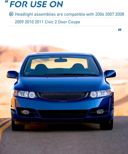 Miniatura 6 de Nilight Conjunto de faros delanteros compatible con Honda Civic 2-puertas Coupé 2006 2007 2008 2009 2010 2011. Reemplazo de faros delanteros