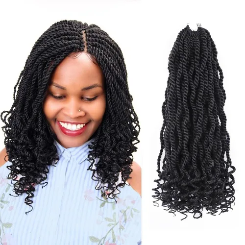 Miniatura 65 de Cabello rubio de ganchillo para mujeres negras, trenzas senegalesas onduladas de ganchillo de 12 pulgadas, trenzas kinky de ganchillo cortas 27613