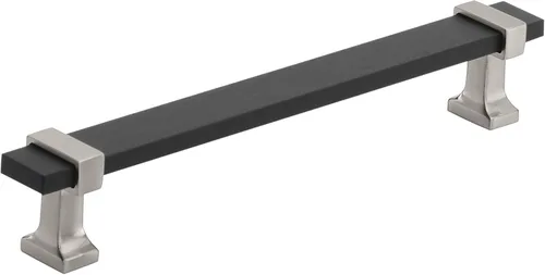 Miniatura 26 de Amerock Overton - Tirador para gabinete de 96 mm de centro a centro en acabado negro mate cepillado/bronce champán, BP36681BMBCZ