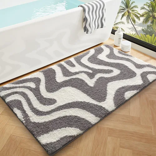 Miniatura 11 de LUMI Alfombra de baño antideslizante estética moderna, ultra suave, absorbente, lavable, de secado rápido, alfombras de piso de alta calidad