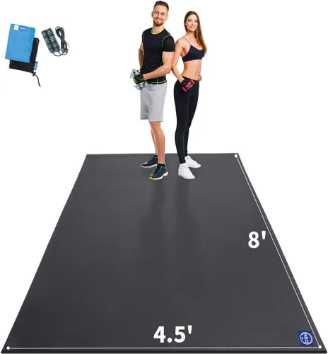 MRO Extra Large Exercise Mat For Home Gym, 8'x4.5'/7'x4.5'/6'x4.5'(7mm) Workout Mats for Gym Flooring, Non-Slip, Extra Thick Durable Cardio Mat,