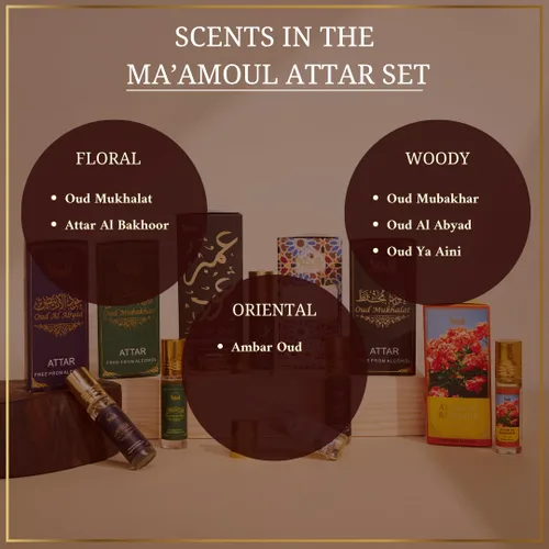 Miniatura 3 de Dukhni Maamoul Bakhoor caja de variedad con quemador y aceite Attar Set Auténtico incienso árabe y aceites de fragancia Conjuntos de regalo