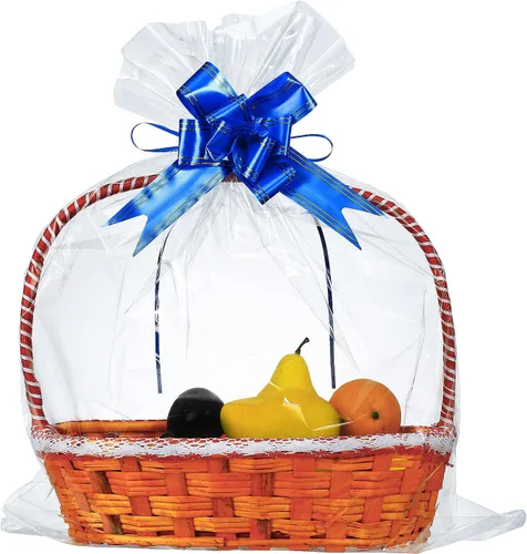 UltraOutlet Paquete de 100 bolsas de celofán grandes de 24 x 30 pulgadas, bolsas de regalo transparentes de 2.3 mil para cesta de frutas, envoltura