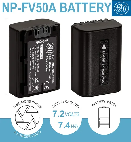 Miniatura 2 de BM Premium NP-FV50A Batería y cargador de alta capacidad para Sony FDR-AX30 FDR-AX33 FDR-AX53 FDR-AX700 FDR-AX100 FDR-AX35 HXR-MC50 HXR-MC88