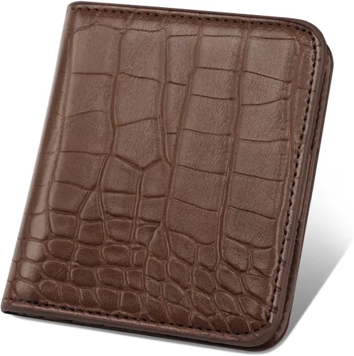 Miniatura 15 de Billetera para mujer, pequeña, plegable, para tarjetas de crédito, con bloqueo Rfid, de lujo, piel sintética, de cocodrilo, monedero pequeño