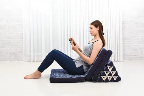 Miniatura 4 de Leewadee Colchón de suelo con cojín triangular, silla de piso con soporte para el respaldo, silla reclinable de lectura y cama para dormir, cojín