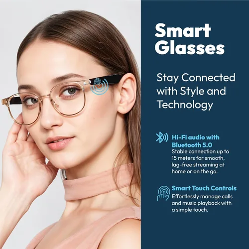 Miniatura 2 de Lentes inteligentes Bluetooth de audio, auriculares inalámbricos con lente de bloqueo de luz azul, micrófono, altavoz, música de oído abierto