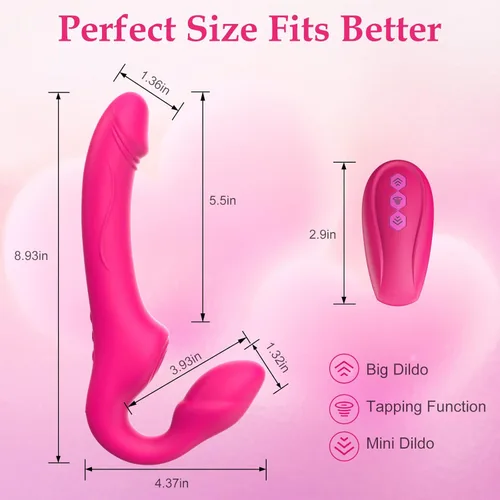 Miniatura 4 de Consolador sin tirantes de doble extremo con 10 modos y control remoto, de silicona antideslizante, vibrador anal realista para punto G, tapón