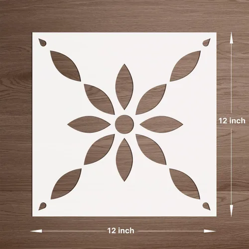 Miniatura 2 de Plantillas de pared para pintar con patrón grande de 12 x 12 pulgadas, plantillas de suelo grandes reutilizables, plantillas de azulejos simples NS5