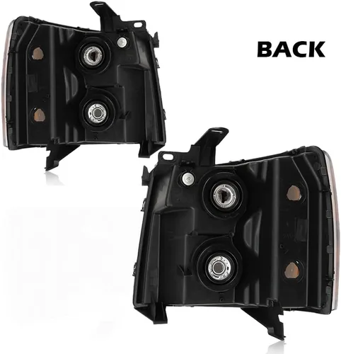Miniatura 9 de ALLGOOD Conjunto de faros delanteros compatibles con Chevy Silverado 1500 2500 3500 2007-2014 izquierda y derecha carcasa negra esquina ámbar