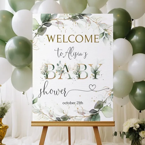 Miniatura 9 de Letrero de bienvenida para baby shower, letrero personalizado para baby shower, lazo azul, 18 x 27 pulgadas, plástico