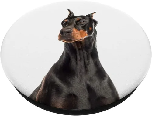 Miniatura 2 de Dobermann, o Doberman Pinscher popsocket agarre y soporte para teléfonos y tabletas, Negro