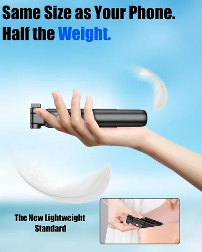 Miniatura 7 de Palo de Selfie de 40" con Luz y Control Remoto Inalámbrico, Soporte de Trípode Portátil para Teléfono para iPhone y Android, Palo de Selfie Ligero