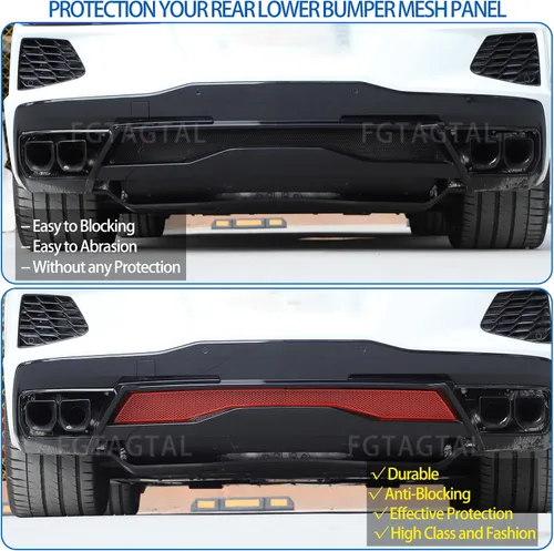 Miniatura 2 de Rejillas de malla para parachoques trasero inferior compatibles con Chevrolet Corvette C8 Stingray 2020-2026, radiadores de parachoques trasero