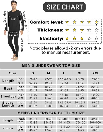 Miniatura 2 de URATOT Conjunto de 2 ropa interior térmica para hombre, con forro polar, ropa interior térmica suave, largo Johns parte superior inferior