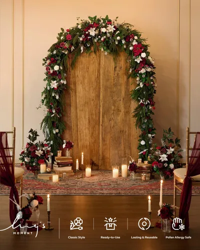 Miniatura 5 de Ling's moment Flores Artificiales 50 Pzas Rosas Rojas Kentucky Decoración con Tallos, 3" Tacto Real DIY Espuma Floral para Ramo de Boda/Centros