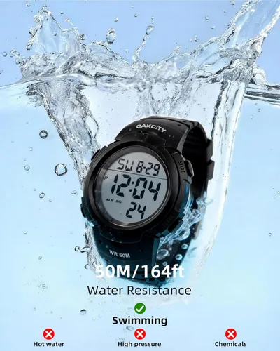 Miniatura 4 de CakCity Reloj deportivo digital para hombre, pantalla LED, esfera grande, reloj militar para hombre, impermeable, casual, luminoso, cronómetro