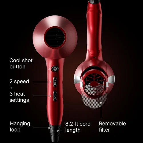 Miniatura 4 de TREZORO Secador de pelo profesional para mujer – Secador de pelo iónico de 2000 W para salón y uso personal – Potente, secado rápido y silencioso