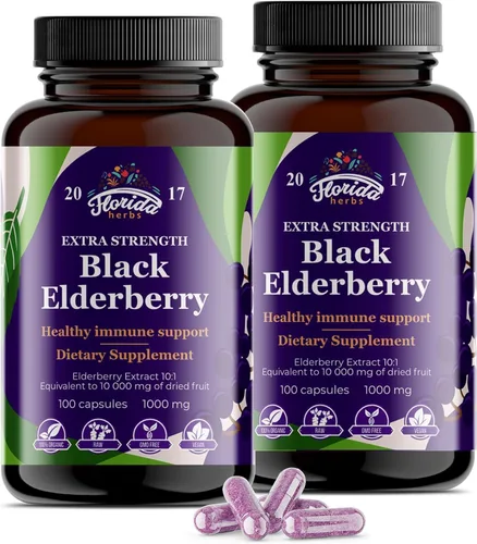 Miniatura 5 de Cápsulas de saúco negro 180 unidades Vitaminas de saúco Sambucus sin OMG, sin gluten, extracto de saúco orgánico Sambucus Nigra 180