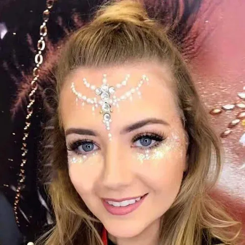 Miniatura 3 de Joyas de cara de diamantes de imitación, gemas de cara de sirena con purpurina de ojos de cristal, calcomanías de piedra para rave, fiesta